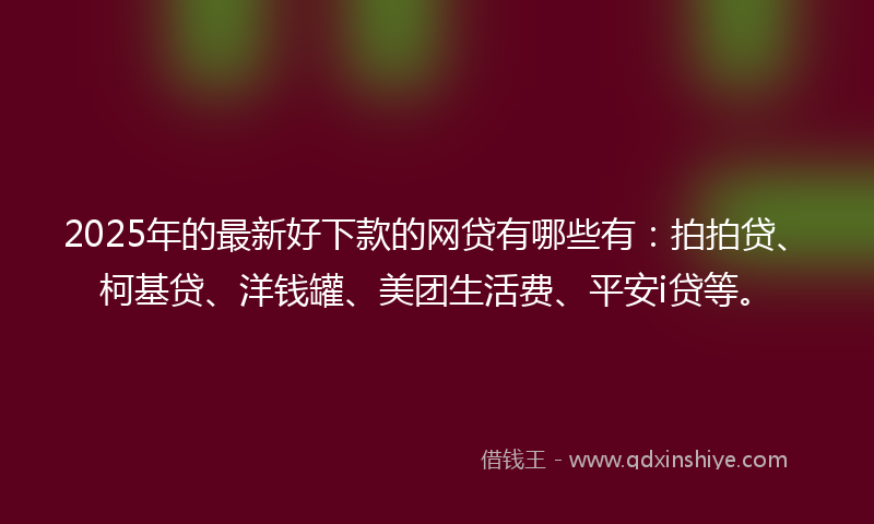 2025年的最新好下款的网贷有哪些有：拍拍贷、柯基贷、洋钱罐、美团生活费、平安i贷等。