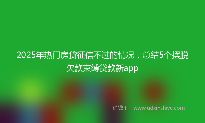 2025年热门房贷征信不过的情况，总结5个摆脱欠款束缚贷款新app