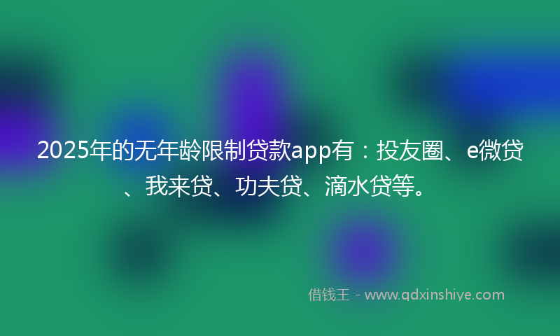 2025年的无年龄限制贷款app有：投友圈、e微贷、我来贷、功夫贷、滴水贷等。