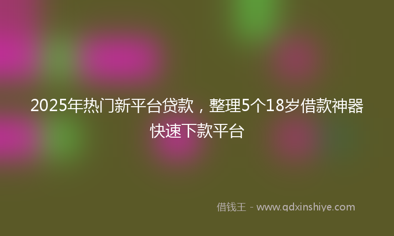 2025年热门新平台贷款，整理5个18岁借款神器快速下款平台