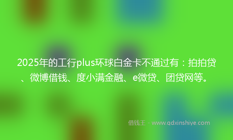 2025年的工行plus环球白金卡不通过有：拍拍贷、微博借钱、度小满金融、e微贷、团贷网等。