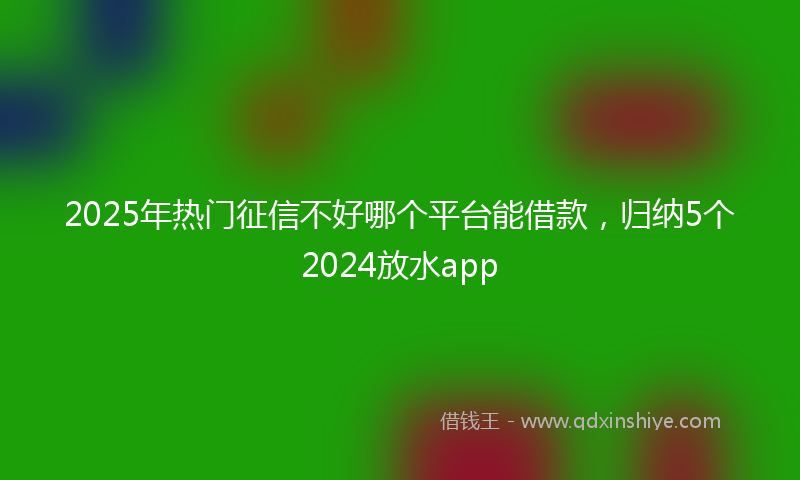 2025年热门征信不好哪个平台能借款，归纳5个2024放水app