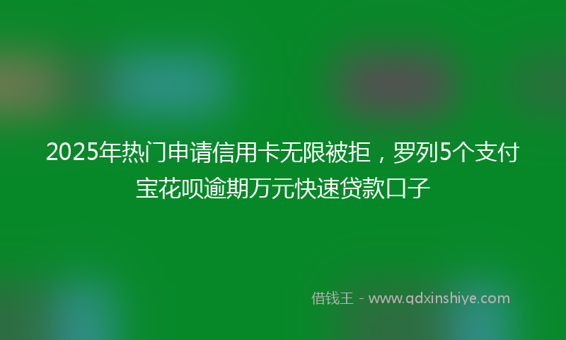 2025年热门申请信用卡无限被拒，罗列5个支付宝花呗逾期万元快速贷款口子