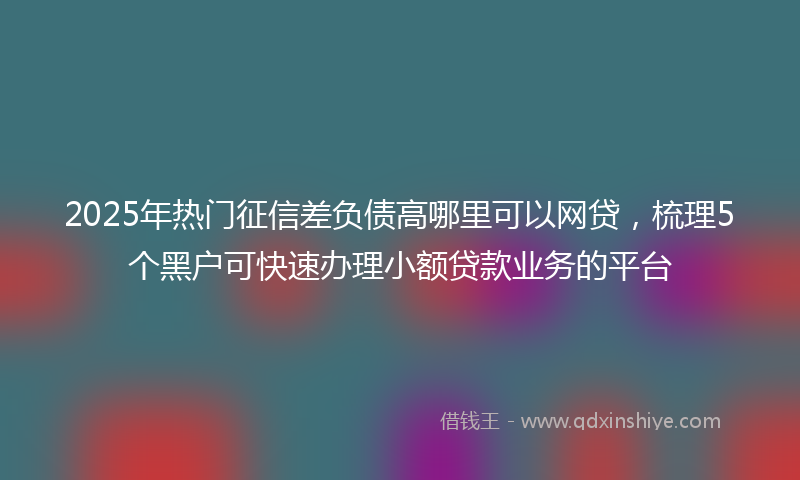 2025年热门征信差负债高哪里可以网贷，梳理5个黑户可快速办理小额贷款业务的平台