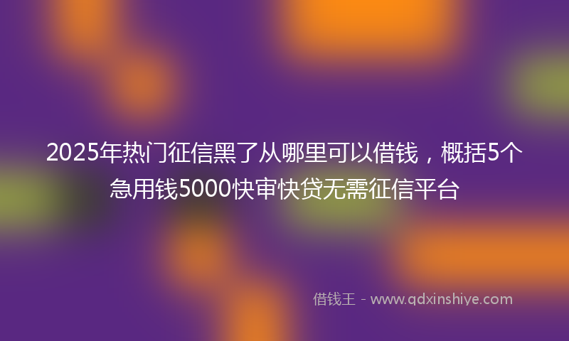 2025年热门征信黑了从哪里可以借钱，概括5个急用钱5000快审快贷无需征信平台