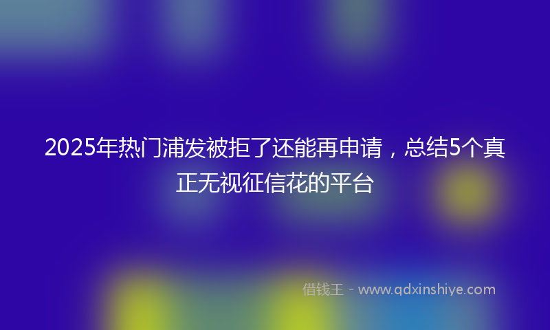 2025年热门浦发被拒了还能再申请，总结5个真正无视征信花的平台