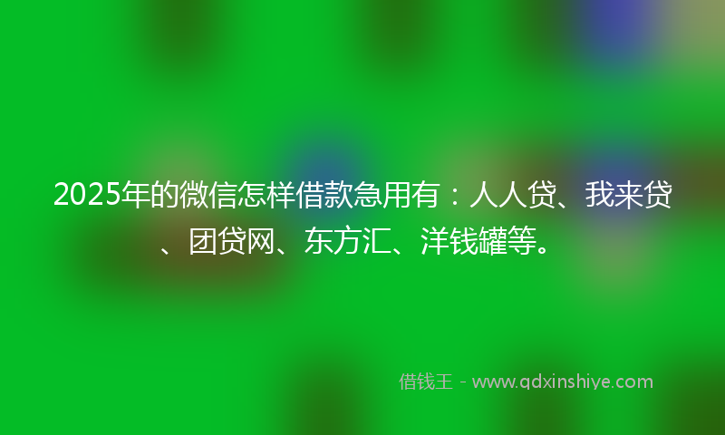 2025年的微信怎样借款急用有:人人贷、我来贷、团贷网、东方汇、洋钱罐等。