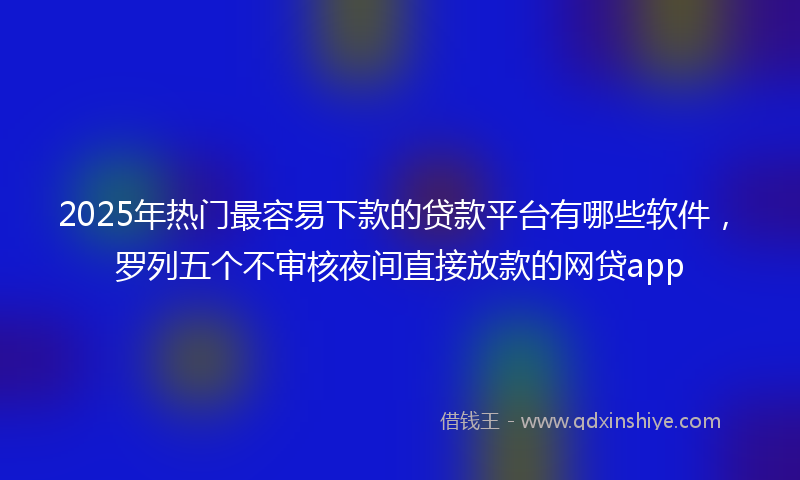 2025年热门最容易下款的贷款平台有哪些软件，罗列五个不审核夜间直接放款的网贷app