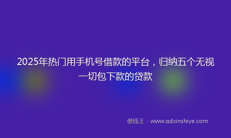 2025年热门用手机号借款的平台，归纳五个无视一切包下款的贷款