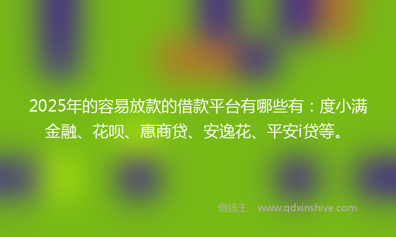 2025年的容易放款的借款平台有哪些有：度小满金融、花呗、惠商贷、安逸花、平安i贷等。