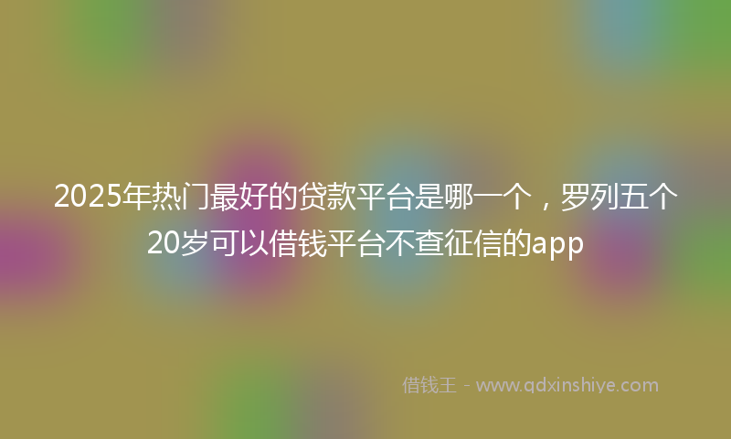 2025年热门最好的贷款平台是哪一个，罗列五个20岁可以借钱平台不查征信的app