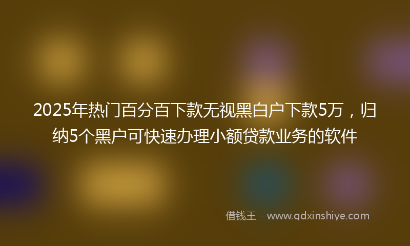 2025年热门百分百下款无视黑白户下款5万，归纳5个黑户可快速办理小额贷款业务的软件
