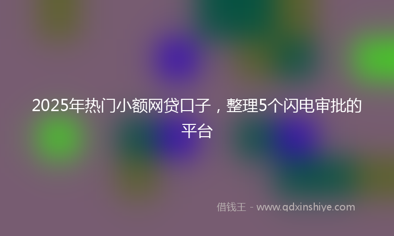 2025年热门小额网贷口子，整理5个闪电审批的平台