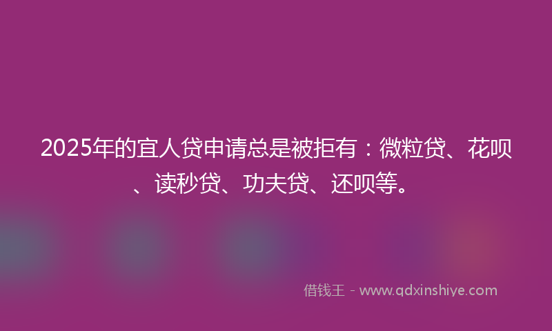 2025年的宜人贷申请总是被拒有：微粒贷、花呗、读秒贷、功夫贷、还呗等。