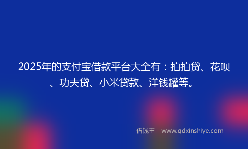 2025年的支付宝借款平台大全有：拍拍贷、花呗、功夫贷、小米贷款、洋钱罐等。