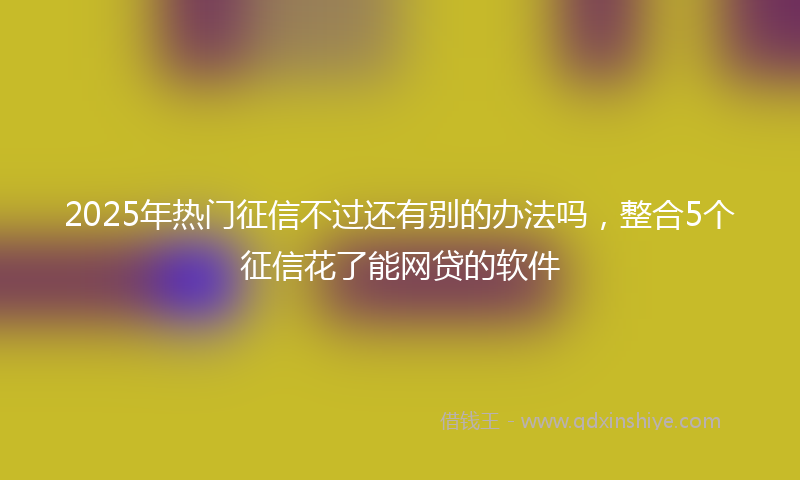 2025年热门征信不过还有别的办法吗，整合5个征信花了能网贷的软件