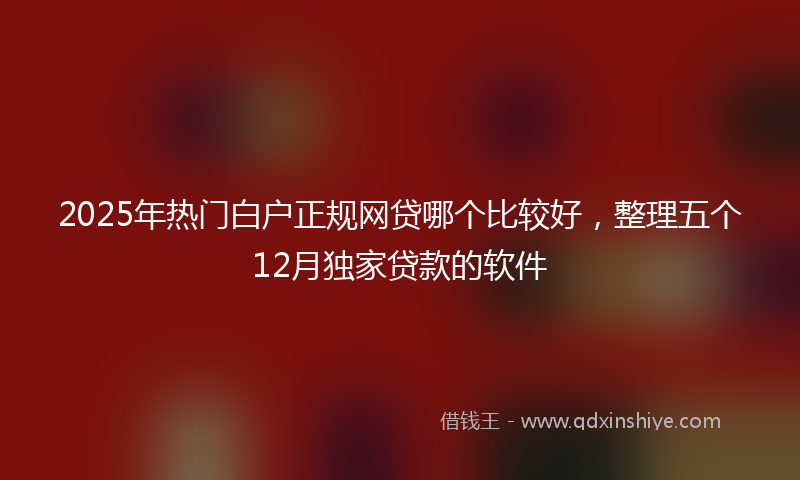2025年热门白户正规网贷哪个比较好，整理五个12月独家贷款的软件