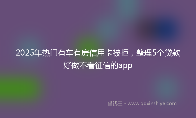 2025年热门有车有房信用卡被拒，整理5个贷款好做不看征信的app