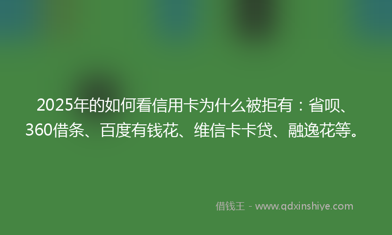 2025年的如何看信用卡为什么被拒有：省呗、360借条、百度有钱花、维信卡卡贷、融逸花等。