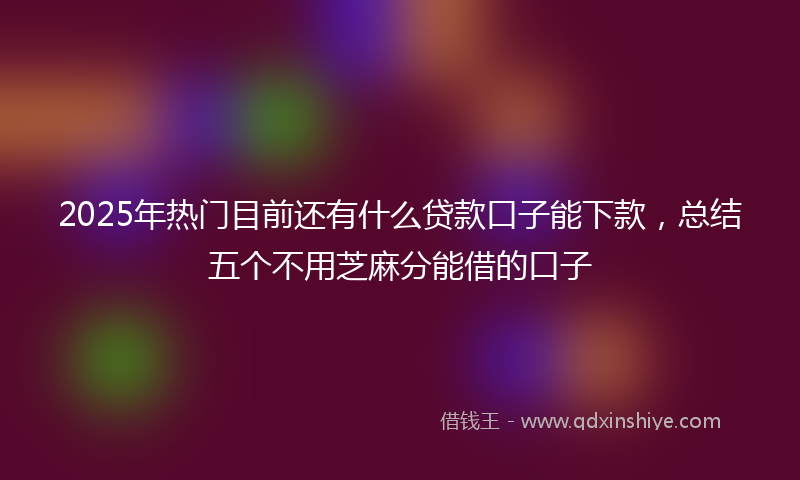 2025年热门目前还有什么贷款口子能下款，总结五个不用芝麻分能借的口子