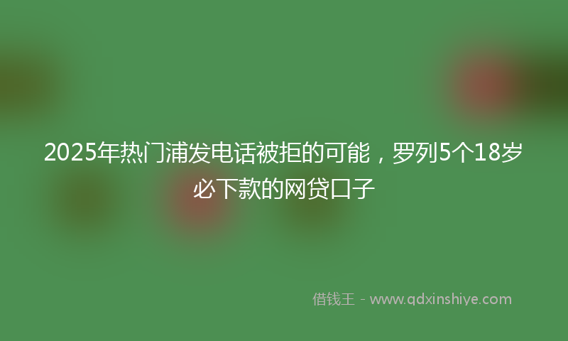 2025年热门浦发电话被拒的可能，罗列5个18岁必下款的网贷口子