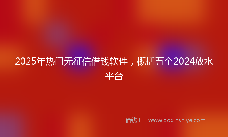 2025年热门无征信借钱软件，概括五个2024放水平台