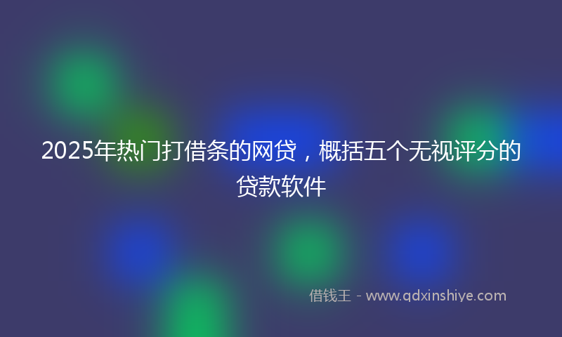 2025年热门打借条的网贷，概括五个无视评分的贷款软件