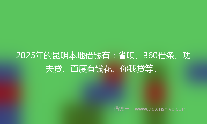 2025年的昆明本地借钱有：省呗、360借条、功夫贷、百度有钱花、你我贷等。