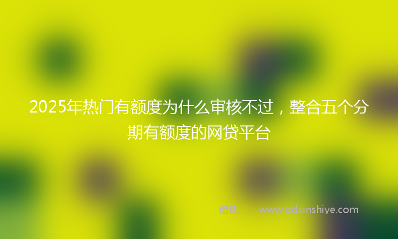 2025年热门有额度为什么审核不过，整合五个分期有额度的网贷平台