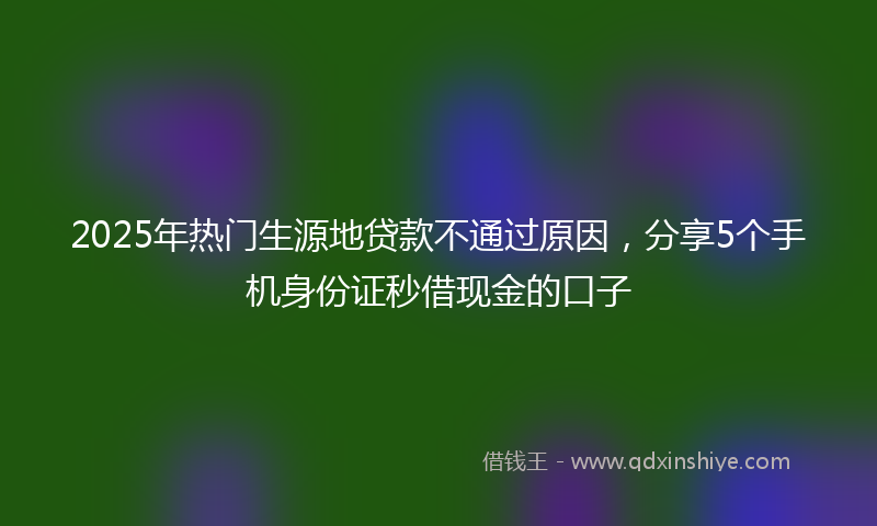 2025年热门生源地贷款不通过原因，分享5个手机身份证秒借现金的口子