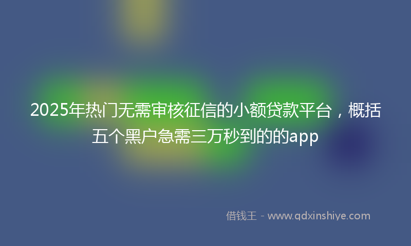 2025年热门无需审核征信的小额贷款平台，概括五个黑户急需三万秒到的的app