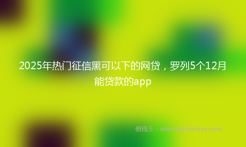 2025年热门征信黑可以下的网贷，罗列5个12月能贷款的app