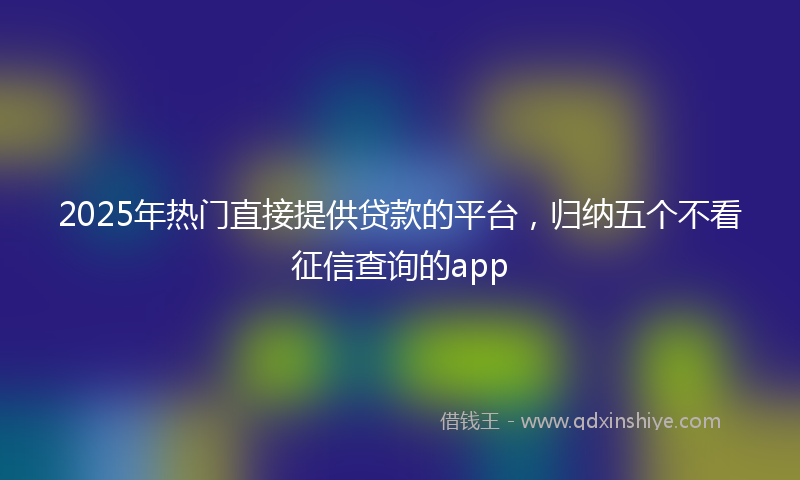 2025年热门直接提供贷款的平台，归纳五个不看征信查询的app
