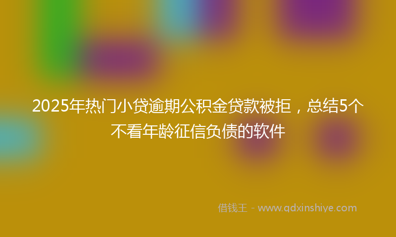 2025年热门小贷逾期公积金贷款被拒，总结5个不看年龄征信负债的软件