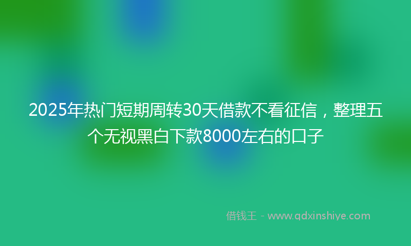 2025年热门短期周转30天借款不看征信，整理五个无视黑白下款8000左右的口子