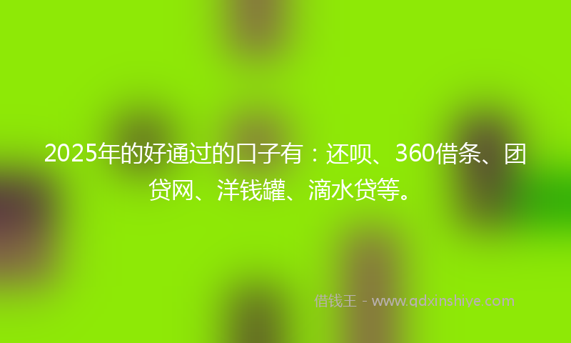 2025年的好通过的口子有：还呗、360借条、团贷网、洋钱罐、滴水贷等。
