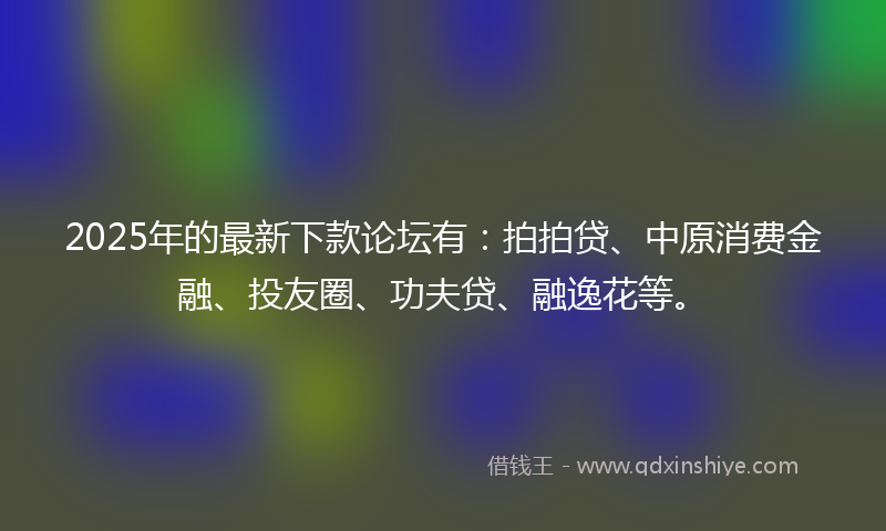 2025年的最新下款论坛有：拍拍贷、中原消费金融、投友圈、功夫贷、融逸花等。