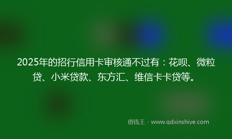 2025年的招行信用卡审核通不过有：花呗、微粒贷、小米贷款、东方汇、维信卡卡贷等。