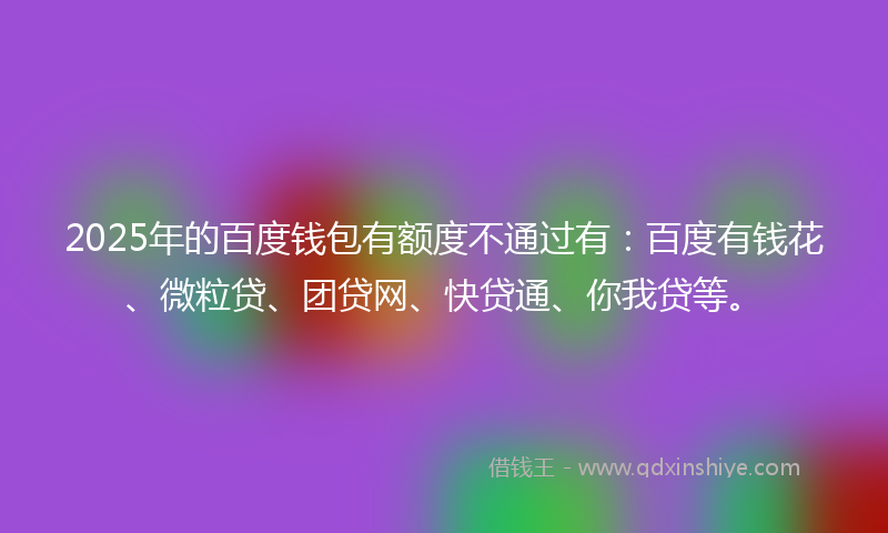 2025年的百度钱包有额度不通过有：百度有钱花、微粒贷、团贷网、快贷通、你我贷等。
