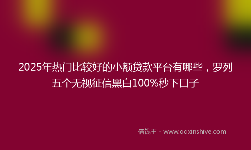 2025年热门比较好的小额贷款平台有哪些，罗列五个无视征信黑白100%秒下口子