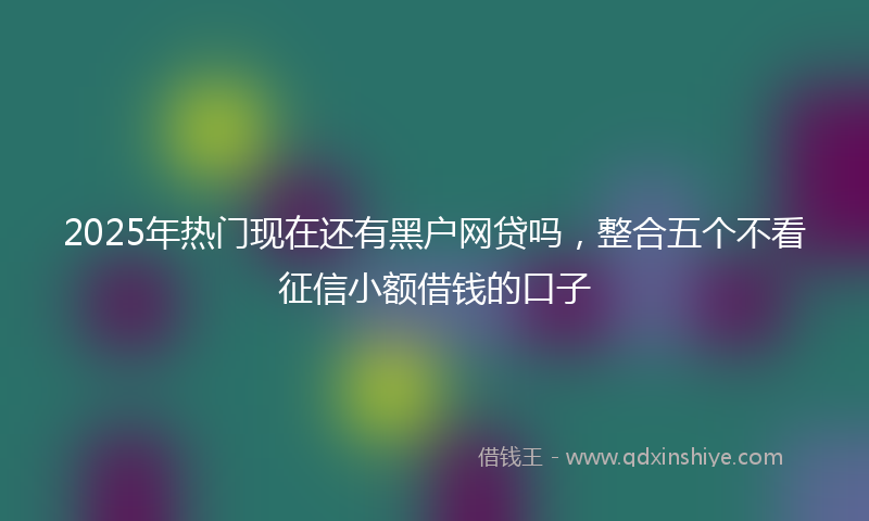 2025年热门现在还有黑户网贷吗，整合五个不看征信小额借钱的口子