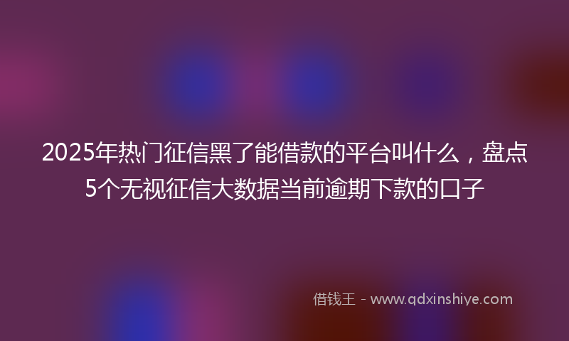 2025年热门征信黑了能借款的平台叫什么，盘点5个无视征信大数据当前逾期下款的口子