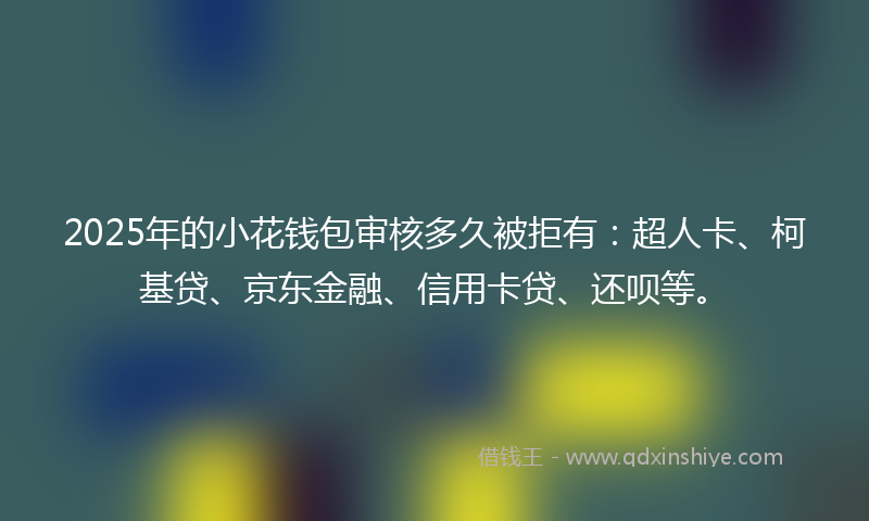 2025年的小花钱包审核多久被拒有：超人卡、柯基贷、京东金融、信用卡贷、还呗等。