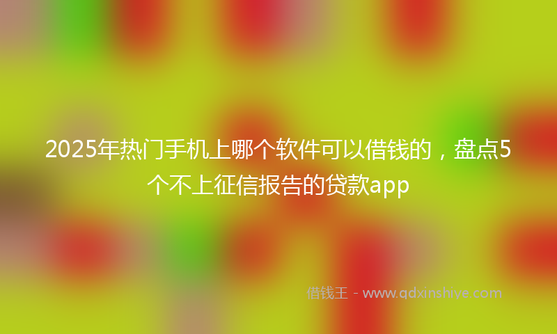 2025年热门手机上哪个软件可以借钱的，盘点5个不上征信报告的贷款app