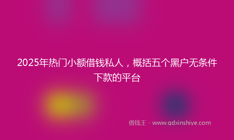 2025年热门小额借钱私人，概括五个黑户无条件下款的平台