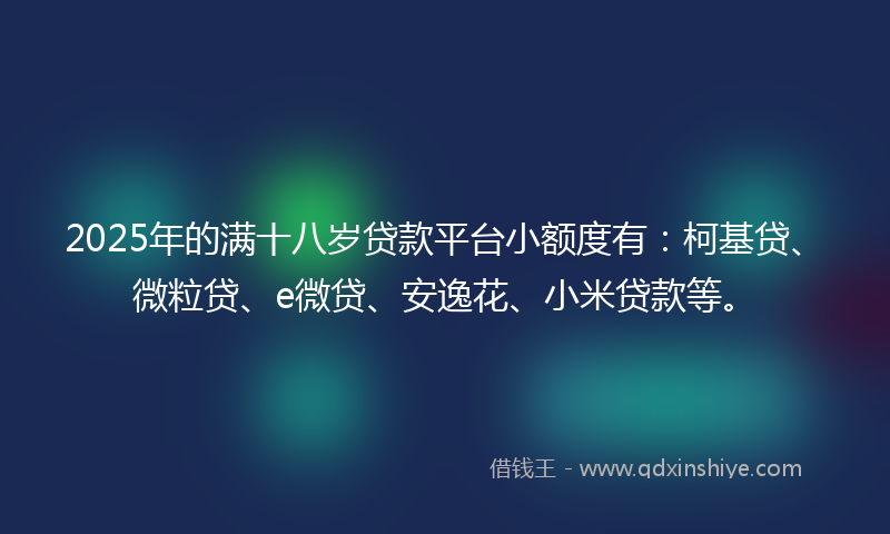 2025年的满十八岁贷款平台小额度有：柯基贷、微粒贷、e微贷、安逸花、小米贷款等。