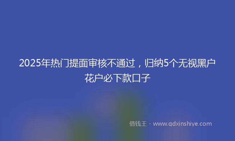 2025年热门提面审核不通过，归纳5个无视黑户花户必下款口子