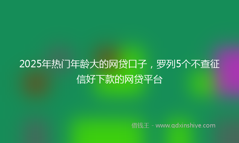 2025年热门年龄大的网贷口子，罗列5个不查征信好下款的网贷平台