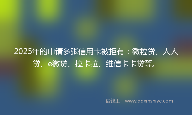 2025年的申请多张信用卡被拒有：微粒贷、人人贷、e微贷、拉卡拉、维信卡卡贷等。
