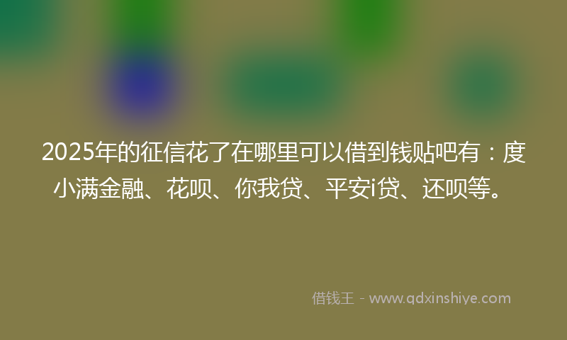 2025年的征信花了在哪里可以借到钱贴吧有：度小满金融、花呗、你我贷、平安i贷、还呗等。